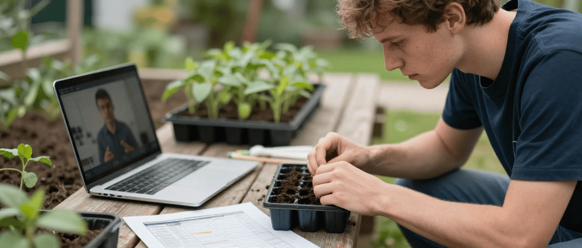 Apprenant suivant tutoriel jardinage