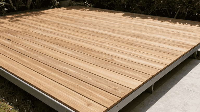 Une image d'une terrasse en bois naturel, parfaite pour un aménagement extérieur durable et esthétique.
