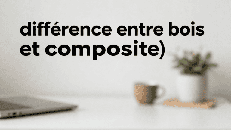 Illustration comparant le bois et le composite pour l'aménagement extérieur, mettant en évidence leurs différences en termes de matériaux et d'esthétique.