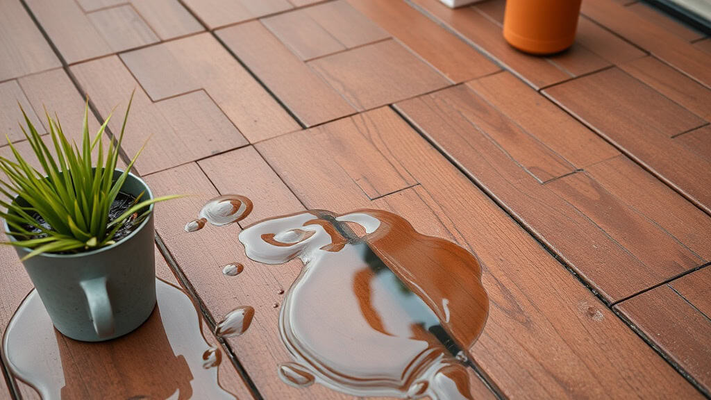 eau stagnante sur terrasse composite — illustration de la section : Pourquoi l’eau reste-t-elle sur une terrasse composite ?