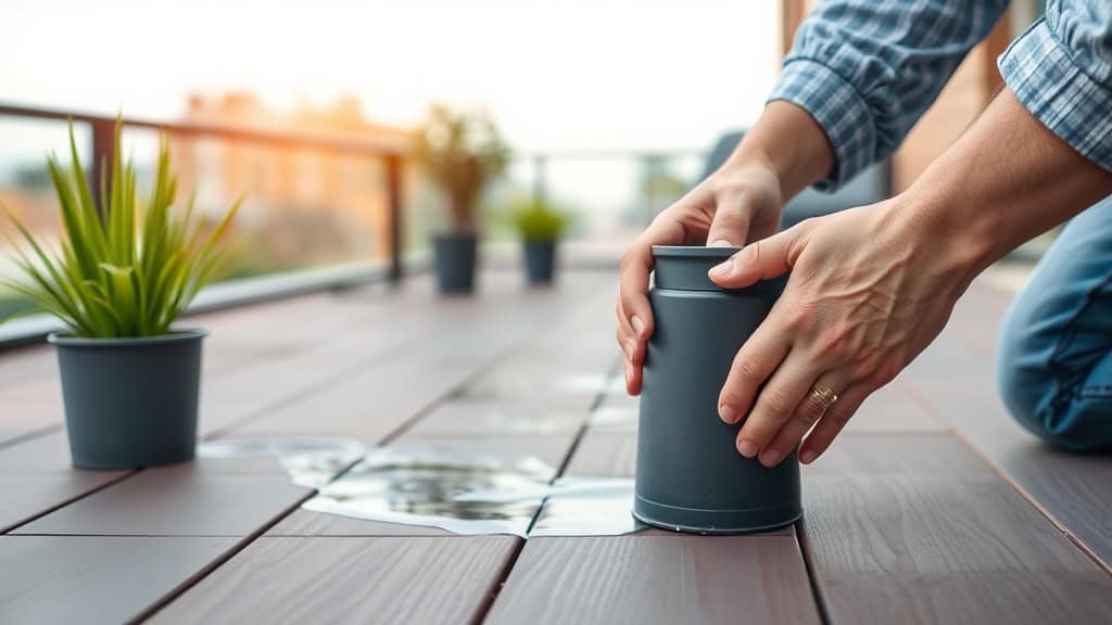 eau stagnante sur terrasse composite — illustration de la section : Supprimez la cause avant de corriger la flaque